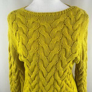 Contemporaine Cable Knit Mustard Yellow Sweater – Small